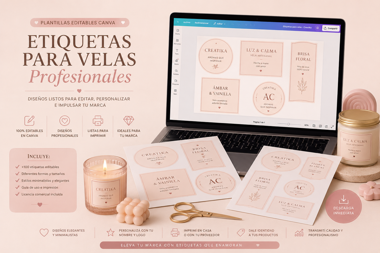 +200 Etiquetas Profesionales para editar en Canva